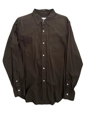 Buck Mason Draped Twill Brown Long Sleeve Button-Up Shirt with Chest Pocket